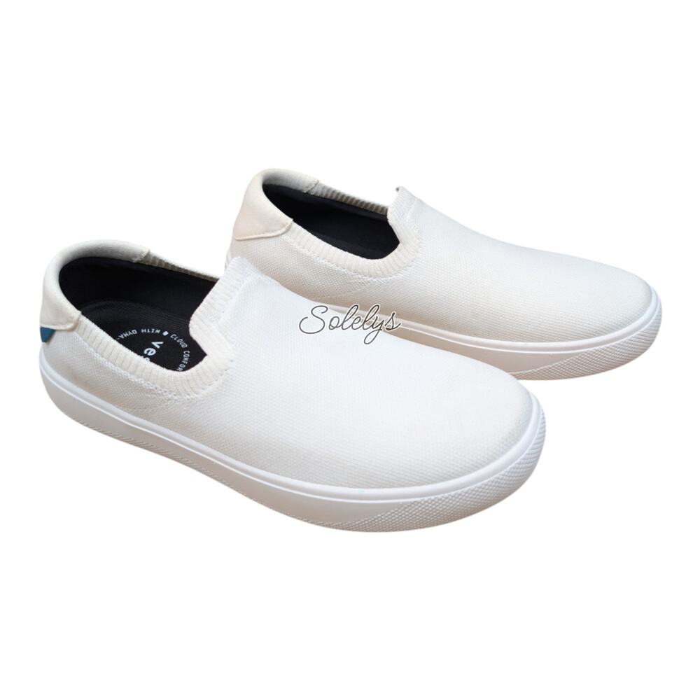 Vessi Boardwalk Slip-On Womens 7 Sail White Gray Waterproof DymaTex Knit Sneaker